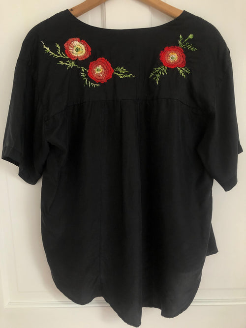upcycled vintage silk embroidered blouse