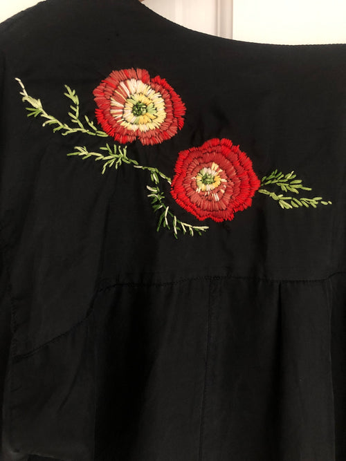 upcycled vintage silk embroidered blouse
